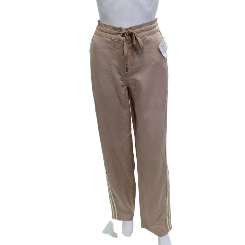 Le Superbe Womens Jogger Pants Beige 100% TENCEL Button Inseam 32 Size S